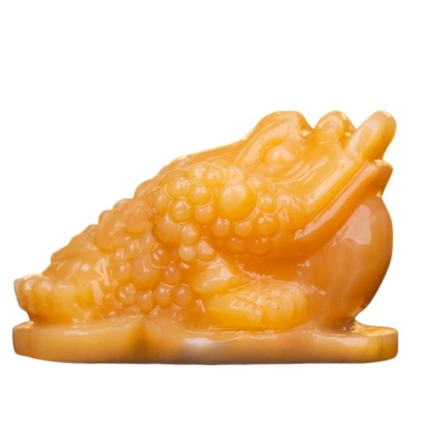 Cóc Thiềm Thừ phong thuỷ Đá Ngọc Hoàng Long dài 15cm