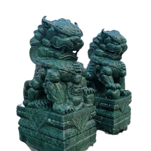 Tượng Kỳ Lân phong thuỷ cao 50cm đá Cẩm Thạch trắng